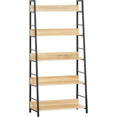 OEM Homcom Étagère Bibliothèque Style Industriel Incliné 5 Niveaux 70l X 35l X 150h Cm Coloris Chêne Clair Noir - Publicité OEM Homcom Étagère Bibliothèque Style Industriel Incliné 5 Niveaux 70l X 35l X 150h Cm Coloris Chêne Clair Noir - Publicité