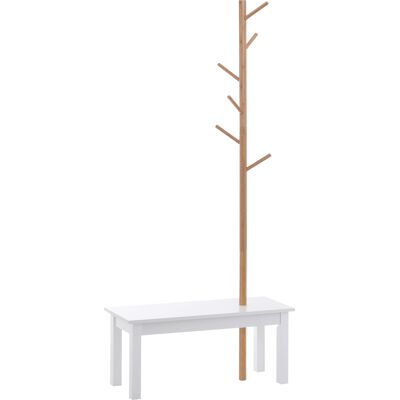 ARRIGONI Banc Porte-manteaux 2 En 1 Design Contemporain Cosy Dim. 80l X 30l X 180h Cm Mdf Blanc Bois Massif Bambou - Publicité ARRIGONI Banc Porte-manteaux 2 En 1 Design Contemporain Cosy Dim. 80l X 30l X 180h Cm Mdf Blanc Bois Massif Bambou - Publicité