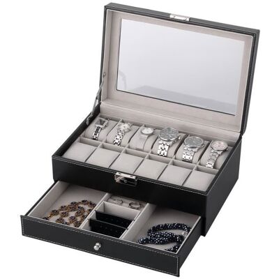 OEM Boîte À Montres 12 Compartiments, Présentoir Bijoux En Cuir Pu, Rangement Double Étage Avec Tiroir, Idéal Pour Collectionneurs Et Cadeau Élégant - Publicité OEM Boîte À Montres 12 Compartiments, Présentoir Bijoux En Cuir Pu, Rangement Double Étage Avec Tiroir, Idéal Pour Collectionneurs Et Cadeau Élégant - Publicité