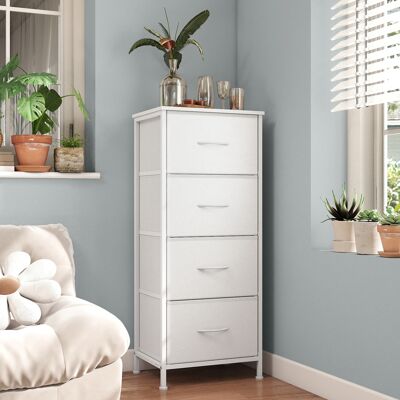 SONGMICS Commode, 4 Tiroirs En Tissu Non-tissé, Pour Chambre, Blanc - Publicité SONGMICS Commode, 4 Tiroirs En Tissu Non-tissé, Pour Chambre, Blanc - Publicité