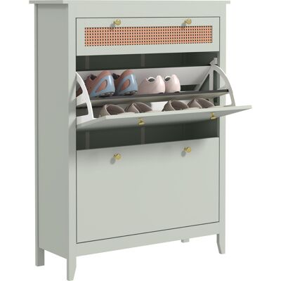 OEM Meuble À Chaussures Pour 12 Paires De Chaussures, Avec 1 Tiroir Coulissant, 2 Tiroirs À Couvercle Rabattable, Commode À Chaussures, 88 X 30 X 120 Cm, Vert - Publicité OEM Meuble À Chaussures Pour 12 Paires De Chaussures, Avec 1 Tiroir Coulissant, 2 Tiroirs À Couvercle Rabattable, Commode À Chaussures, 88 X 30 X 120 Cm, Vert - Publicité