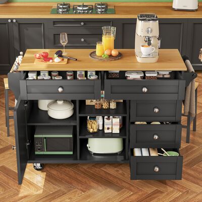 ACKERMAN Chariot Desserte (134 X 46 X 92 Cm), Chariot Desserte Noir Moderne Et Simple, Combinaison Tiroir-armoire De Rangement, Design Mobile Et Fixe Dual, Adapté Pour Cuisines Domestiques - Publicité ACKERMAN Chariot Desserte (134 X 46 X 92 Cm), Chariot Desserte Noir Moderne Et Simple, Combinaison Tiroir-armoire De Rangement, Design Mobile Et Fixe Dual, Adapté Pour Cuisines Domestiques - Publicité