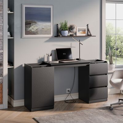Commode Avec Fonction Bureau Varino, Noir, 80x75.5cm Extensible, Vicco - Publicité Commode Avec Fonction Bureau Varino, Noir, 80x75.5cm Extensible, Vicco - Publicité