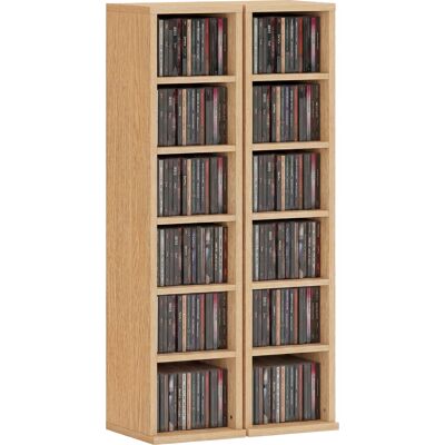 OEM Lot De 2 Étagères Colonnes Armoire Rangement Cd Dvd 12 Compartiments 21 X 22 5 X 88 Cm Capacité 204 Bois Naturel - Publicité OEM Lot De 2 Étagères Colonnes Armoire Rangement Cd Dvd 12 Compartiments 21 X 22 5 X 88 Cm Capacité 204 Bois Naturel - Publicité