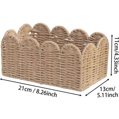 ABYSSE Panier De Rangement Tressé, Organisateur D'Objets Divers, Panier En Cordelette, Boîte De Rangement De Bureau Pour Étagère, 21 X 13 X 11 Cm - Publicité ABYSSE Panier De Rangement Tressé, Organisateur D'Objets Divers, Panier En Cordelette, Boîte De Rangement De Bureau Pour Étagère, 21 X 13 X 11 Cm - Publicité