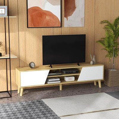 Generic Meuble Tv Pour Télévision Jusqu'à 65 Pouces Design Scandinave 2 Portes 2 Niches Avec Passe-câbles 150 X 30 X 42 Cm - Publicité Generic Meuble Tv Pour Télévision Jusqu'à 65 Pouces Design Scandinave 2 Portes 2 Niches Avec Passe-câbles 150 X 30 X 42 Cm - Publicité