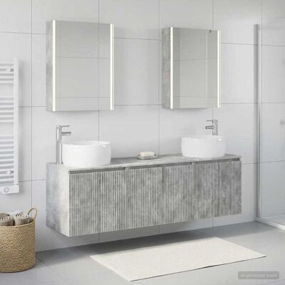 Ensemble D'Armoire De Salle De Bain 5 Pcs Gris Béton Vidaxl - Publicité Ensemble D'Armoire De Salle De Bain 5 Pcs Gris Béton Vidaxl - Publicité