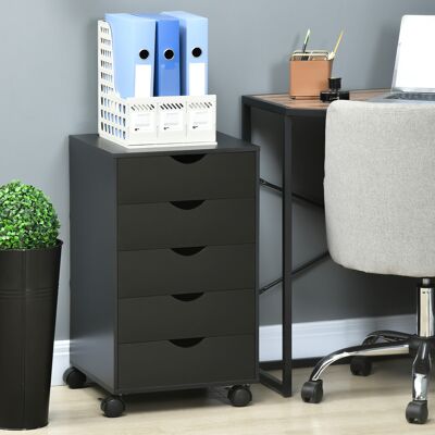 OEM Caisson Bureau Mobile, Meuble Rangement Bureau Sur Roulettes, 5 Tiroirs, 40 X 40 X 67 Cm, Noir - Publicité OEM Caisson Bureau Mobile, Meuble Rangement Bureau Sur Roulettes, 5 Tiroirs, 40 X 40 X 67 Cm, Noir - Publicité
