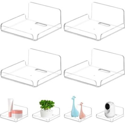 OEM Royaluxe-lot De 4 Petites Étagères Flottantes En Acrylique Pour Mur, Étagère Murale Flottante Adhésive, Petite Étagère Transparente Sans Perçage, Étagères Avec Coussinets Adhésifs Pour Caméras De - Publicité OEM Royaluxe-lot De 4 Petites Étagères Flottantes En Acrylique Pour Mur, Étagère Murale Flottante Adhésive, Petite Étagère Transparente Sans Perçage, Étagères Avec Coussinets Adhésifs Pour Caméras De - Publicité