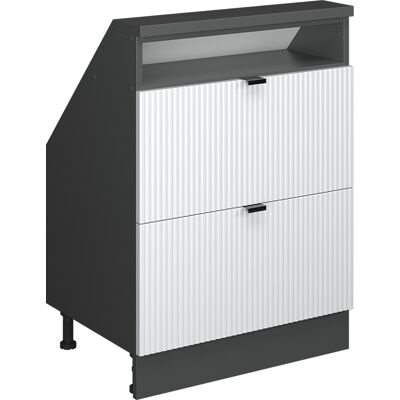 Meuble De Rangement Sous Pente Rion, Blanc Cannelé, 60x81.6cm Avec 2 Tiroirs, Vicco - Publicité Meuble De Rangement Sous Pente Rion, Blanc Cannelé, 60x81.6cm Avec 2 Tiroirs, Vicco - Publicité