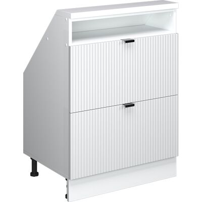 Meuble De Rangement Sous Pente Rion, Blanc Cannelé, 60x81.6cm Avec 2 Tiroirs, Vicco - Publicité Meuble De Rangement Sous Pente Rion, Blanc Cannelé, 60x81.6cm Avec 2 Tiroirs, Vicco - Publicité