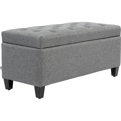 ACKERMAN Banc Assis Rembourré Avec Rangement, Coffre De Banc, Couloir, Chambre À Coucher, Salon, Polyester Aspect Lin, Bois De Gomme, Gris Clair, 100 X 40 X 44 Cm - Publicité ACKERMAN Banc Assis Rembourré Avec Rangement, Coffre De Banc, Couloir, Chambre À Coucher, Salon, Polyester Aspect Lin, Bois De Gomme, Gris Clair, 100 X 40 X 44 Cm - Publicité
