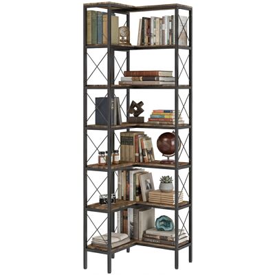 OEM Bibliothèque De Angle À 6 Niveaux Meuble Rangement En Métal Pour Salon Chambre Bureau 60x60x200cm Brun Rustique - Publicité OEM Bibliothèque De Angle À 6 Niveaux Meuble Rangement En Métal Pour Salon Chambre Bureau 60x60x200cm Brun Rustique - Publicité