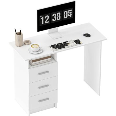 Generic Bureau D'Ordinateur Avec 3 Tiroirs Et Étagère Ouverte, Bureau Informatique, Style Moderne, 100 X 40 X 75 Cm, Blanc - Publicité Generic Bureau D'Ordinateur Avec 3 Tiroirs Et Étagère Ouverte, Bureau Informatique, Style Moderne, 100 X 40 X 75 Cm, Blanc - Publicité