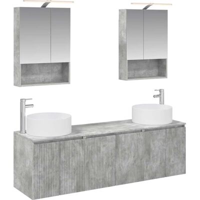 Ensemble D'Armoire De Salle De Bain 5 Pcs Gris Béton Vidaxl - Publicité Ensemble D'Armoire De Salle De Bain 5 Pcs Gris Béton Vidaxl - Publicité