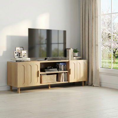 ACKERMAN Meuble Tv De 140 Cm De Long En Style Moderne Campagne Du Milieu Du Siècle, Adapté Pour Téléviseurs 55/65 Pouces, Avec Espace De Rangement, Peut Être Utilisé Comme Console Multimédia Dans Le Salon Et L - Publicité ACKERMAN Meuble Tv De 140 Cm De Long En Style Moderne Campagne Du Milieu Du Siècle, Adapté Pour Téléviseurs 55/65 Pouces, Avec Espace De Rangement, Peut Être Utilisé Comme Console Multimédia Dans Le Salon Et L - Publicité