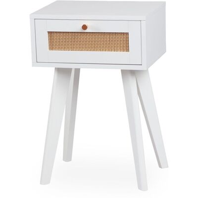 MENZZO Table De Chevet 1 Tiroir Avec Cannage Dalgora L40cm Blanc - Publicité MENZZO Table De Chevet 1 Tiroir Avec Cannage Dalgora L40cm Blanc - Publicité