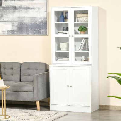 OEM Homcom Bibliothèque Vitrine Buffet De Salon - 2 Portes Verre & 2 Portes Bois, 4 Étagères Réglables, Blanc - Publicité OEM Homcom Bibliothèque Vitrine Buffet De Salon - 2 Portes Verre & 2 Portes Bois, 4 Étagères Réglables, Blanc - Publicité