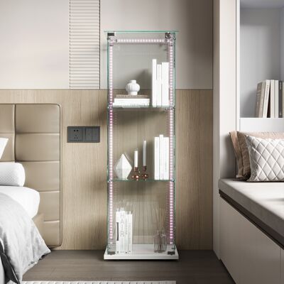Adwolt - Vitrine En Verre - 3 Étagères Et 1 Porte -vitrine Avec Led - 40 X 35 X 123 Cm - Blanc -pour Salon, Chambre - Publicité Adwolt - Vitrine En Verre - 3 Étagères Et 1 Porte -vitrine Avec Led - 40 X 35 X 123 Cm - Blanc -pour Salon, Chambre - Publicité