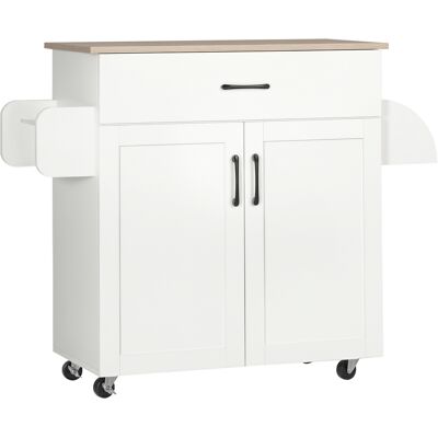 OEM Chariot De Cuisine Avec 1 Tiroir, 2 Portes D'Armoire, Tringle Et Porte-épices Chariot Auxiliaire À Roulettes 105 X 36 X 85 Cm Blanc. Publicité OEM Chariot De Cuisine Avec 1 Tiroir, 2 Portes D'Armoire, Tringle Et Porte-épices Chariot Auxiliaire À Roulettes 105 X 36 X 85 Cm Blanc. Publicité