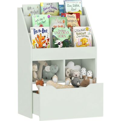 OEM Bibliothèque Étagère Multi-rangement 3 Étagères 2 Niches Grand Tiroir En Bois Vert Clair - Publicité OEM Bibliothèque Étagère Multi-rangement 3 Étagères 2 Niches Grand Tiroir En Bois Vert Clair - Publicité