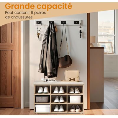 VASAGLE Banc À Chaussures, Rangement Avec Siège Rembourré, 9 Compartiments, Étagères Ajustables, Pour Salon, Couloir, Marron - Publicité VASAGLE Banc À Chaussures, Rangement Avec Siège Rembourré, 9 Compartiments, Étagères Ajustables, Pour Salon, Couloir, Marron - Publicité