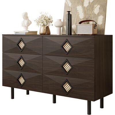 ACKERMAN Élégante Coiffeuse À 6 Tiroirs Avec Poignées En Rotin, Idéale Pour La Chambre Et Le Salon – Rangement Pratique Et Stabilité, Parfaite Pour Votre Intérieur - Publicité ACKERMAN Élégante Coiffeuse À 6 Tiroirs Avec Poignées En Rotin, Idéale Pour La Chambre Et Le Salon – Rangement Pratique Et Stabilité, Parfaite Pour Votre Intérieur - Publicité