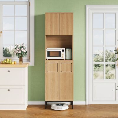 ACKERMAN Armoire À Poubelles, Armoire De Cuisine Avec Zone Poubelle, Armoire Haute 181 Cm Effet Chêne Et Noir, Étagère Micro-ondes, Rangement Aspirateur, 53x35x181 Cm - Publicité ACKERMAN Armoire À Poubelles, Armoire De Cuisine Avec Zone Poubelle, Armoire Haute 181 Cm Effet Chêne Et Noir, Étagère Micro-ondes, Rangement Aspirateur, 53x35x181 Cm - Publicité