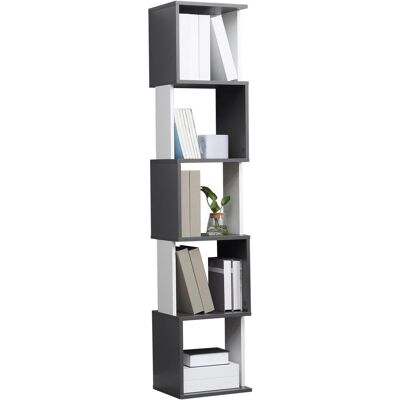 OEM Bibliothèque Moderne En Bois À 5 Niveaux, Gain De Place, 33 X 28 X 161 Cm, Grise Et Blanche - Publicité OEM Bibliothèque Moderne En Bois À 5 Niveaux, Gain De Place, 33 X 28 X 161 Cm, Grise Et Blanche - Publicité