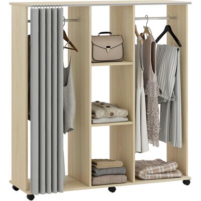 OEM Armoire Penderie Meuble De Rangement Mobile 6 Roulettes 120l X 40l X 128h Cm En Bois Naturel - Publicité OEM Armoire Penderie Meuble De Rangement Mobile 6 Roulettes 120l X 40l X 128h Cm En Bois Naturel - Publicité