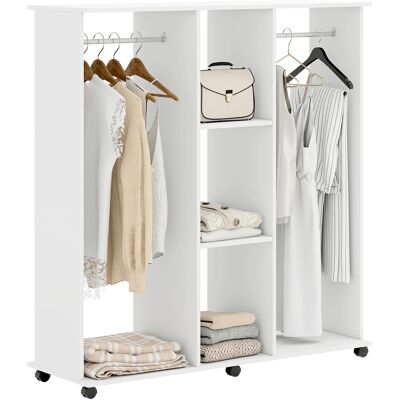 OEM Armoire Penderie Meuble De Rangement Mobile 6 Roulettes 120 X 40 X 128 Cm En Bois Blanc - Publicité OEM Armoire Penderie Meuble De Rangement Mobile 6 Roulettes 120 X 40 X 128 Cm En Bois Blanc - Publicité