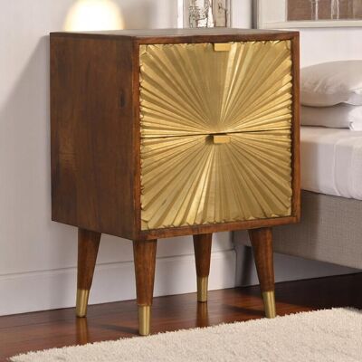 ACKERMAN Solid Wood Manila Gold Bedside,2 Drawers, Gold, Brown - Publicité ACKERMAN Solid Wood Manila Gold Bedside,2 Drawers, Gold, Brown - Publicité