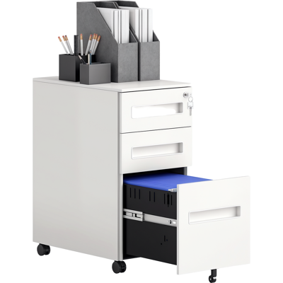 ARRIGONI Caisson De Bureau En Acier Sur Roulettes Avec 2 Tiroirs Et Plateau Porte-stylos 30x43.5x60 Cm Blanc - Publicité ARRIGONI Caisson De Bureau En Acier Sur Roulettes Avec 2 Tiroirs Et Plateau Porte-stylos 30x43.5x60 Cm Blanc - Publicité