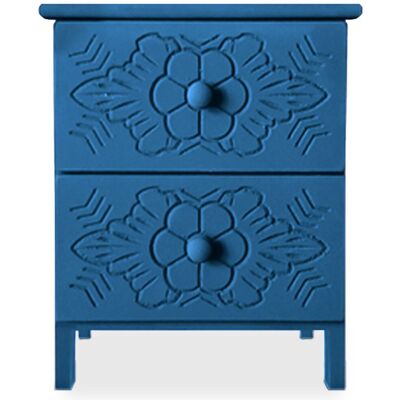 MENZZO Table De Chevet Sculptée Style Marocain Chevignon L36cm Bois Bleu - Publicité MENZZO Table De Chevet Sculptée Style Marocain Chevignon L36cm Bois Bleu - Publicité