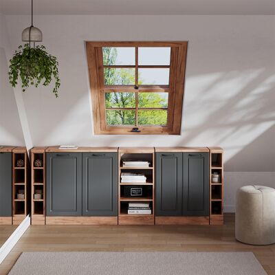 Ensembles De Meuble De Rangement Sous Pente Rion, Anthracite Campagne, 210cm Lot De 5 Caissons 60 Cm De Profondeur, Vicco - Publicité Ensembles De Meuble De Rangement Sous Pente Rion, Anthracite Campagne, 210cm Lot De 5 Caissons 60 Cm De Profondeur, Vicco - Publicité
