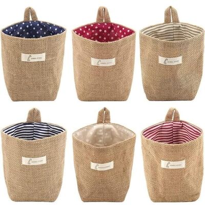 Cellfast Paniers De Rangement Suspendu En Coton Et Lin - Zgeer - Lot De 6 - Pois Et Rayures Rouge, Jaune Et Bleu - Publicité Cellfast Paniers De Rangement Suspendu En Coton Et Lin - Zgeer - Lot De 6 - Pois Et Rayures Rouge, Jaune Et Bleu - Publicité