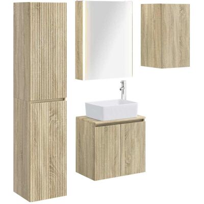 Ensemble D'Armoire De Salle De Bain 5 Pcs Chêne Sonoma Vidaxl - Publicité Ensemble D'Armoire De Salle De Bain 5 Pcs Chêne Sonoma Vidaxl - Publicité