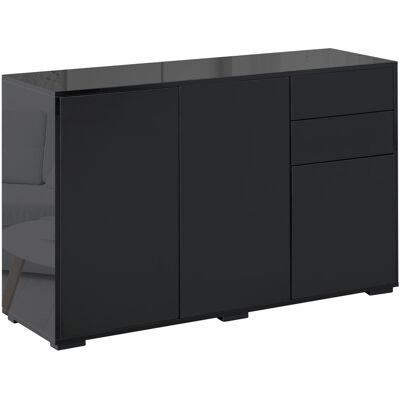 ARRIGONI Buffet Meuble De Rangement 2 Tiroirs Coulissants 3 Portes Étagère Réglable Panneaux De Particules 117 X 36 X 74 Cm Noir - Publicité ARRIGONI Buffet Meuble De Rangement 2 Tiroirs Coulissants 3 Portes Étagère Réglable Panneaux De Particules 117 X 36 X 74 Cm Noir - Publicité