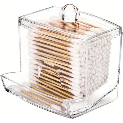 GRASSLIN 1 Boite Coton Tige, Acrylique Transparent, Ouverture Pratique, Rangement Cosmétiques, Salle De Bain - Publicité GRASSLIN 1 Boite Coton Tige, Acrylique Transparent, Ouverture Pratique, Rangement Cosmétiques, Salle De Bain - Publicité