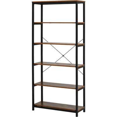 OEM Bibliothèque Homcom Style Industriel Rétro Avec 6 Étagères Ouvertes Et Système Anti-basculement, Idéale Pour Le Salon Ou Le Bureau, 80 X 30 X 180 Cm, Marron Rustique - Publicité OEM Bibliothèque Homcom Style Industriel Rétro Avec 6 Étagères Ouvertes Et Système Anti-basculement, Idéale Pour Le Salon Ou Le Bureau, 80 X 30 X 180 Cm, Marron Rustique - Publicité