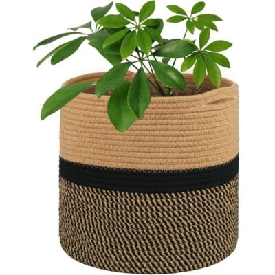 Barkbusterspot De Fleurs 30 Cm Pour Plantes D'Intérieur Avec Doublure, Panier De Rangement En Coton Tissé Grand Pots Pour Plantes D'Intérieur Et Décoration De La Maison (noir Marron) - Publicité Barkbusterspot De Fleurs 30 Cm Pour Plantes D'Intérieur Avec Doublure, Panier De Rangement En Coton Tissé Grand Pots Pour Plantes D'Intérieur Et Décoration De La Maison (noir Marron) - Publicité