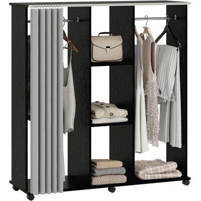OEM Armoire Penderie Meuble De Rangement Mobile 6 Roulettes 120l X 40l X 128h Cm En Bois Noir - Publicité OEM Armoire Penderie Meuble De Rangement Mobile 6 Roulettes 120l X 40l X 128h Cm En Bois Noir - Publicité