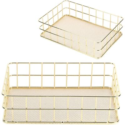MCKENSA Panier De Rangement En Fer Doré, Multifonctionnel, En Maille Métallique, Pour Bureau, Grand Format. Publicité MCKENSA Panier De Rangement En Fer Doré, Multifonctionnel, En Maille Métallique, Pour Bureau, Grand Format. Publicité