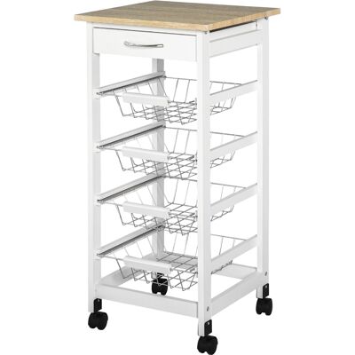 OEM Chariot De Service Desserte À Roulettes Multi-rangements 4 Paniers Métal + Tiroir Bois De Pin 37 X 37 X 82 Cm Blanc - Publicité OEM Chariot De Service Desserte À Roulettes Multi-rangements 4 Paniers Métal + Tiroir Bois De Pin 37 X 37 X 82 Cm Blanc - Publicité