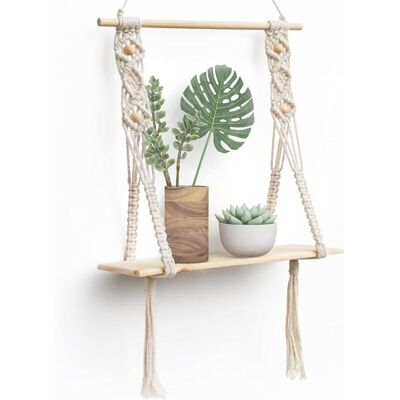 OEM Etagere Murale Bois Macramé Boheme Deco Plantes Simple Houppe Manuel Tissé Chambre Salon Wc Etagere Suspendue Corde - Publicité OEM Etagere Murale Bois Macramé Boheme Deco Plantes Simple Houppe Manuel Tissé Chambre Salon Wc Etagere Suspendue Corde - Publicité