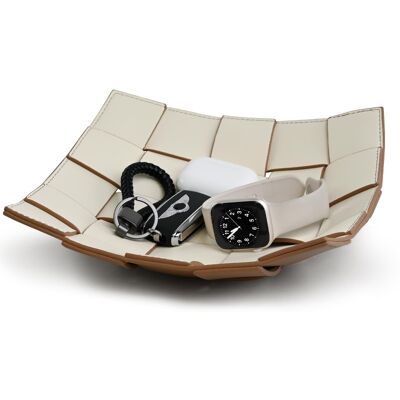 OEM Plateau De Rangement Multifonctionnel En Similicuir, Pour Entrée Ou Bureau, Porte-clés Et Pièces (blanc-café) - Publicité OEM Plateau De Rangement Multifonctionnel En Similicuir, Pour Entrée Ou Bureau, Porte-clés Et Pièces (blanc-café) - Publicité