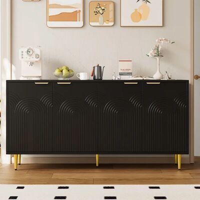 SANS MARQUE Buffet Avec 4 Portes,poignées Dorées Brossées,commode Salon Avec 2 Étages,meuble De Rangement Salon Modern 160×80×40 Cm,noir - Publicité SANS MARQUE Buffet Avec 4 Portes,poignées Dorées Brossées,commode Salon Avec 2 Étages,meuble De Rangement Salon Modern 160×80×40 Cm,noir - Publicité