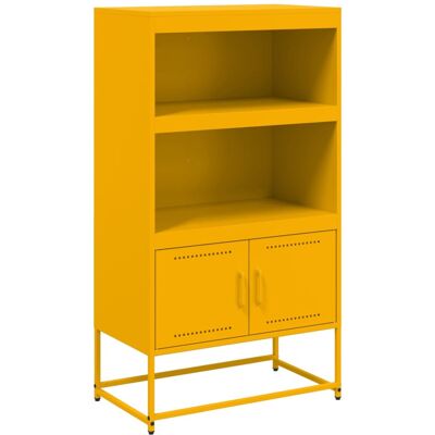 Maison La Vie - Buffet Haut Pour Salon - Meuble De Rangement Jaune Moutarde 68,5x38,5x123,5 Cm Acier Bu1455 - Publicité Maison La Vie - Buffet Haut Pour Salon - Meuble De Rangement Jaune Moutarde 68,5x38,5x123,5 Cm Acier Bu1455 - Publicité