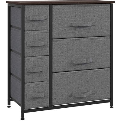 ACKERMAN Armoire À Tiroirs, Armoire De Rangement Avec 7 Tiroirs En Tissu Pliable, Structure Métallique Aspect Bois, Gris, 63,5x30x71cm - Publicité ACKERMAN Armoire À Tiroirs, Armoire De Rangement Avec 7 Tiroirs En Tissu Pliable, Structure Métallique Aspect Bois, Gris, 63,5x30x71cm - Publicité