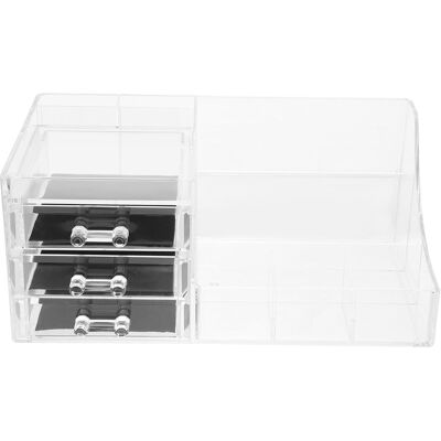 SLOWMOOSE Boîte De Rangement Pour Cosmétiques Avec Tiroirs, Organisateur De Maquillage De Bureau À 3 Tiroirs, Grande Capacité, Pour Salle De Bain Et Commode - Publicité SLOWMOOSE Boîte De Rangement Pour Cosmétiques Avec Tiroirs, Organisateur De Maquillage De Bureau À 3 Tiroirs, Grande Capacité, Pour Salle De Bain Et Commode - Publicité